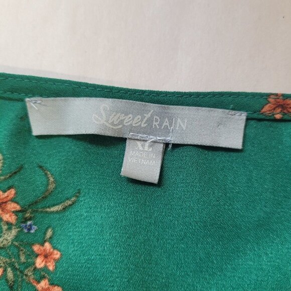 Sweet Rain Blouse Women' Floral SZ XL Tie Sleeves Knot Front Dressy Floral Cute! - Picture 5 of 9